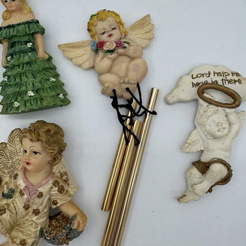 Silver Angel Magnets Set‎ of 4 Cherub Refrigerator United Design Corp 1995